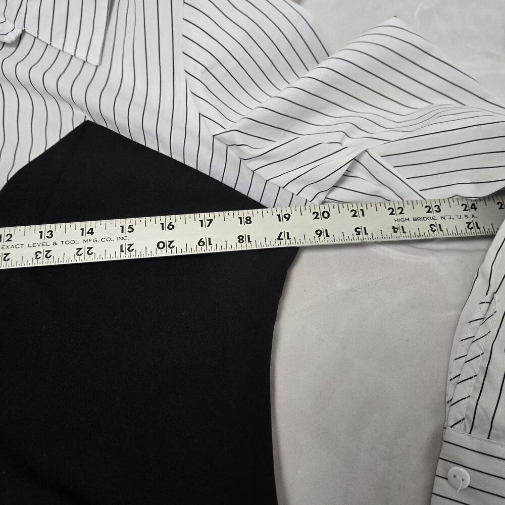 Love X Design Women's Blouse Pinstripe And Solid Long Sleeves Large Black White - Picture 6 of 6